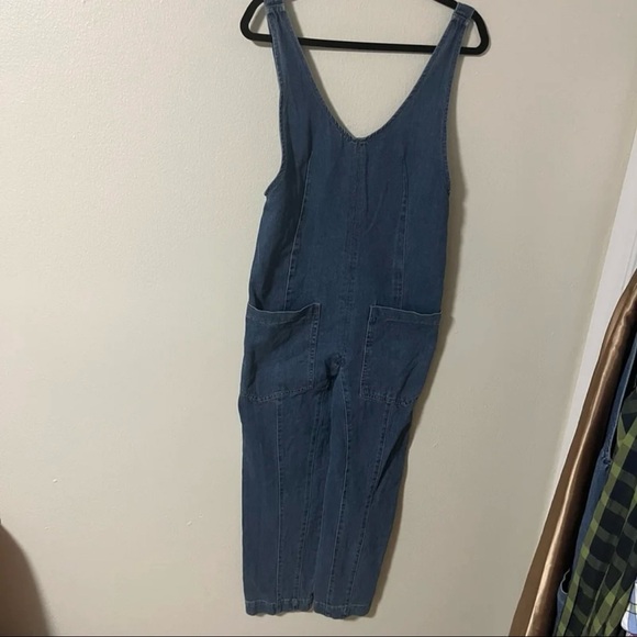 Happily Grey Oversized Denim Jumpsuit Overalls Coveralls Size XS adjustable Fall - Picture 2 of 8